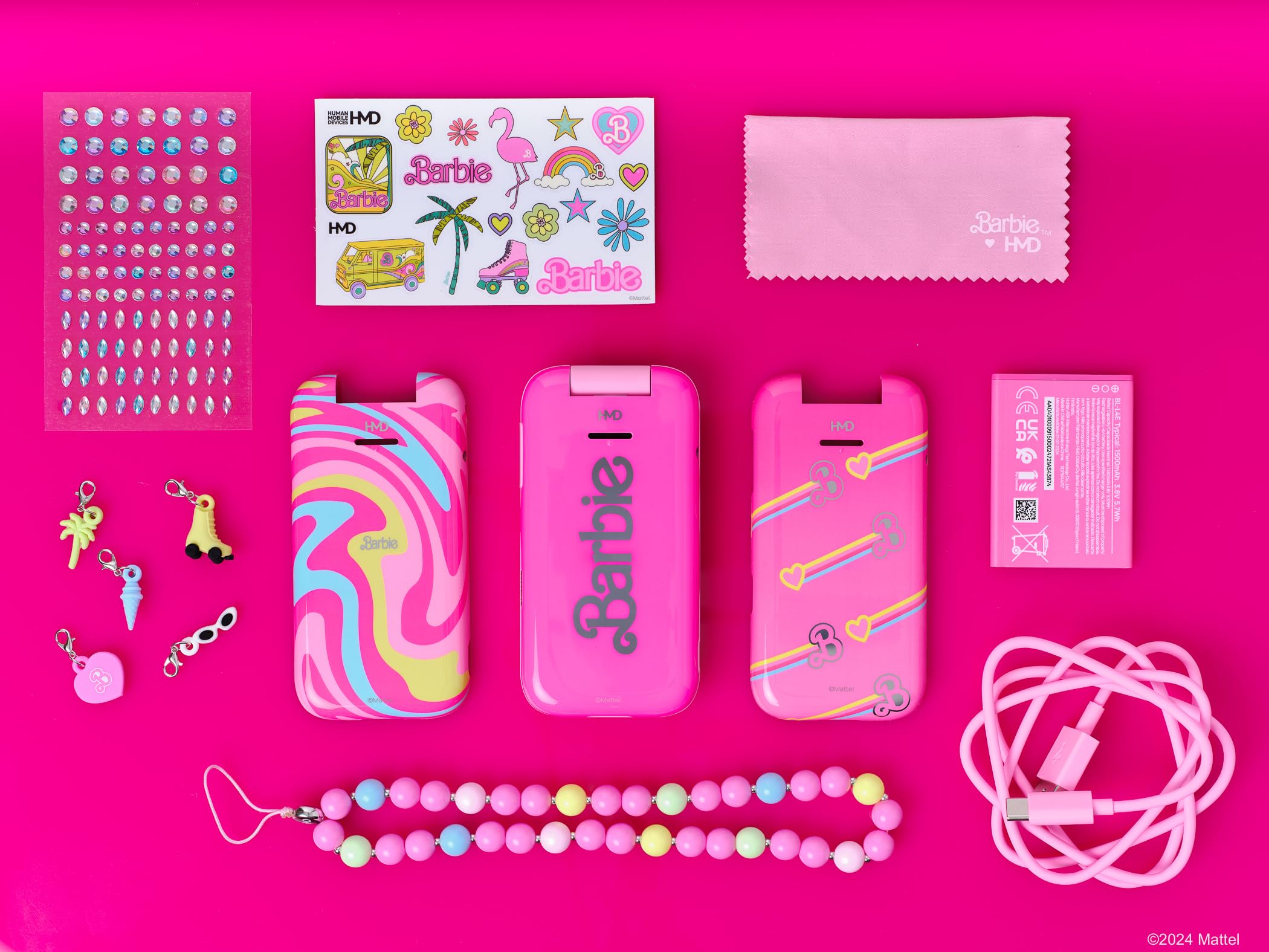 hmd-barbie-phone-klapphandy-power-pink-mit-charm-und-cover image 6